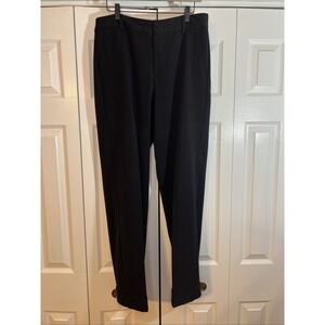 Linea Donna Black Flat Front‎ Women's Size 10 Polyester Career Chinos Dress Cuff